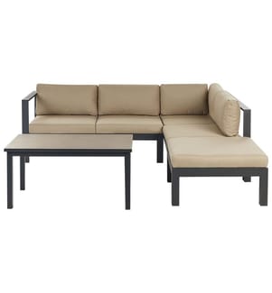 Garten Ecksofa mit Tisch 5-Sitzer MESSINA linksseitig Metall Sandbeige