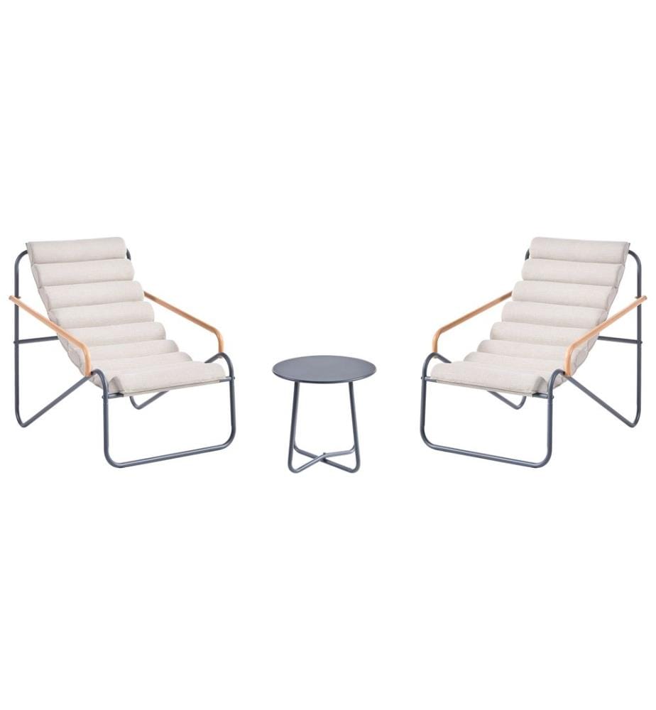 Lounge Set mit Tisch 2-Sitzer PASTO Metall Dunkelgrau