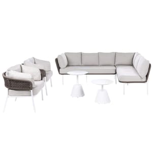 Gartensofa Set 7-Sitzer ROBELLA mit Tischen Beige