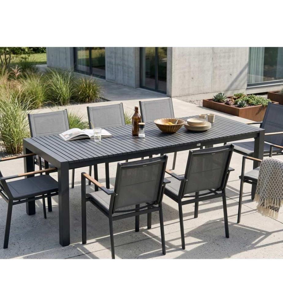 Table de salle à manger de jardin extensible ARDESIO 160/220 cm 90 cm Métal Gris foncé