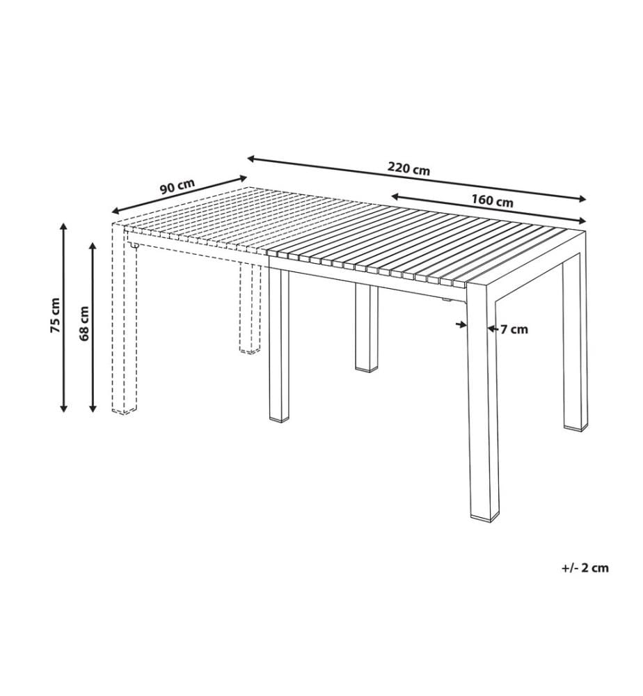 Table de salle à manger de jardin extensible ARDESIO 160/220 cm 90 cm Métal Gris foncé