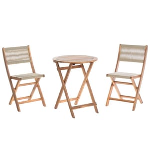 Bistro Set klappbar PROSSEDI Akazienholz Beige