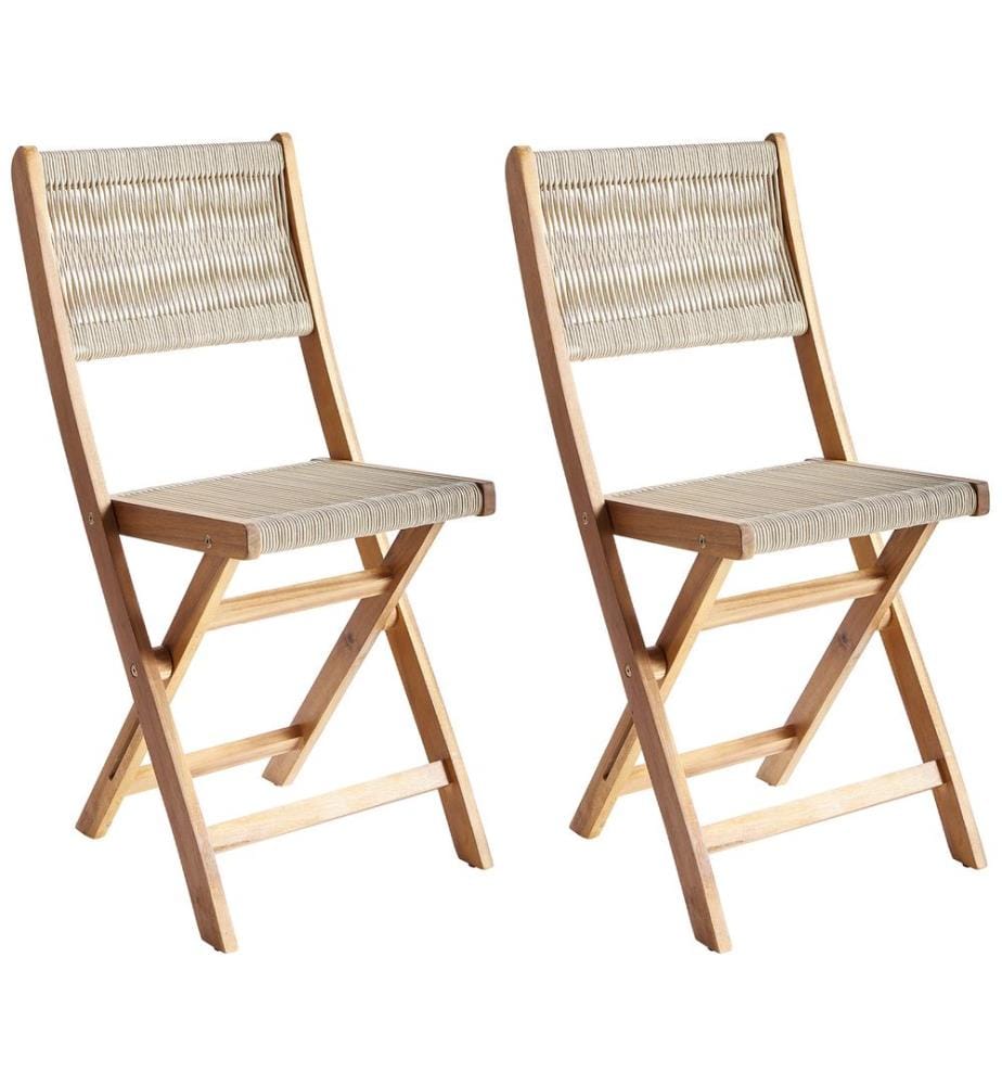 Ensemble bistrot Pliant PROSSEDI Acacia Beige