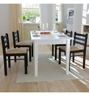 Esszimmerstühle 4 Stk. Braun Massivholz Gummibaum und Samt