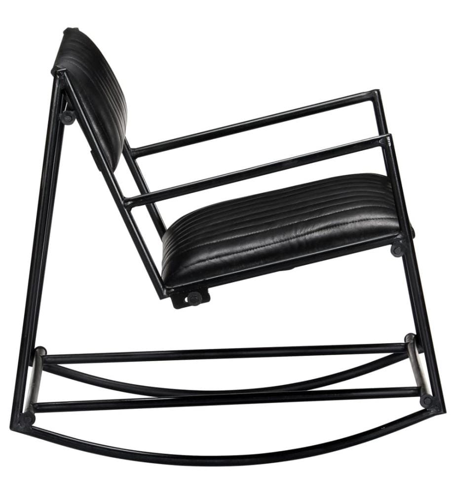 Chaise à bascule Noir Cuir véritable