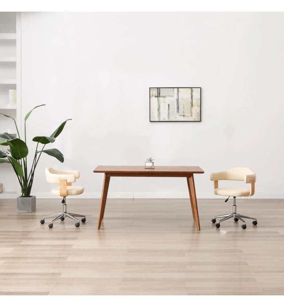 Esszimmerstuhl Drehbar Creme Bugholz und Kunstleder