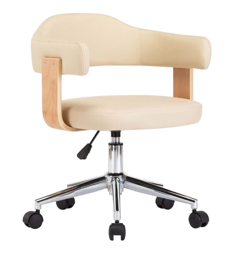 Esszimmerstuhl Drehbar Creme Bugholz und Kunstleder