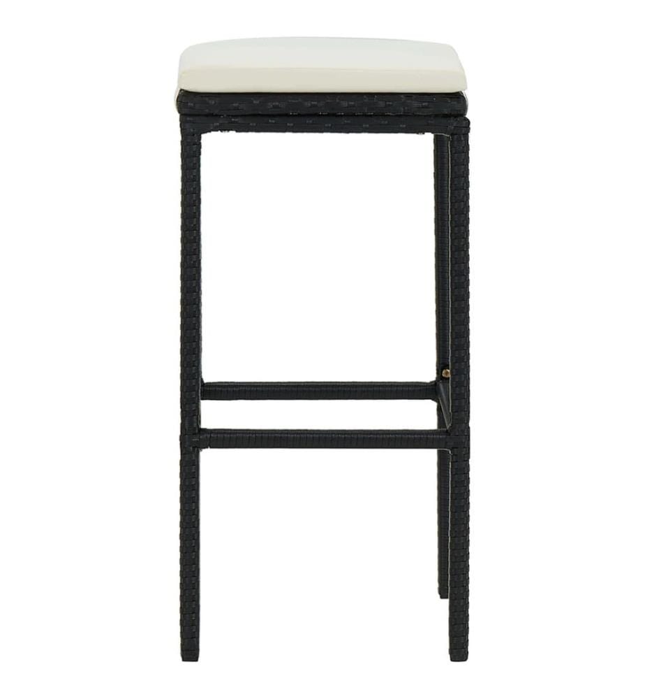 Barhocker mit Kissen 4 Stk. Schwarz Poly Rattan