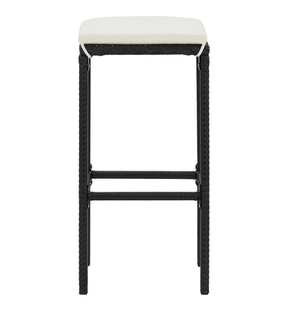 Barhocker mit Kissen 4 Stk. Schwarz Poly Rattan