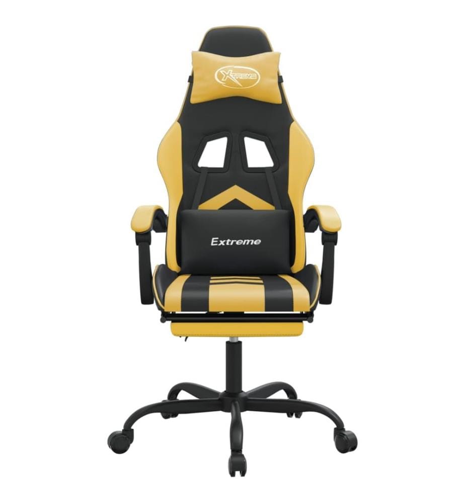 Chaise de jeu avec repose-pied Noir et doré Similicuir