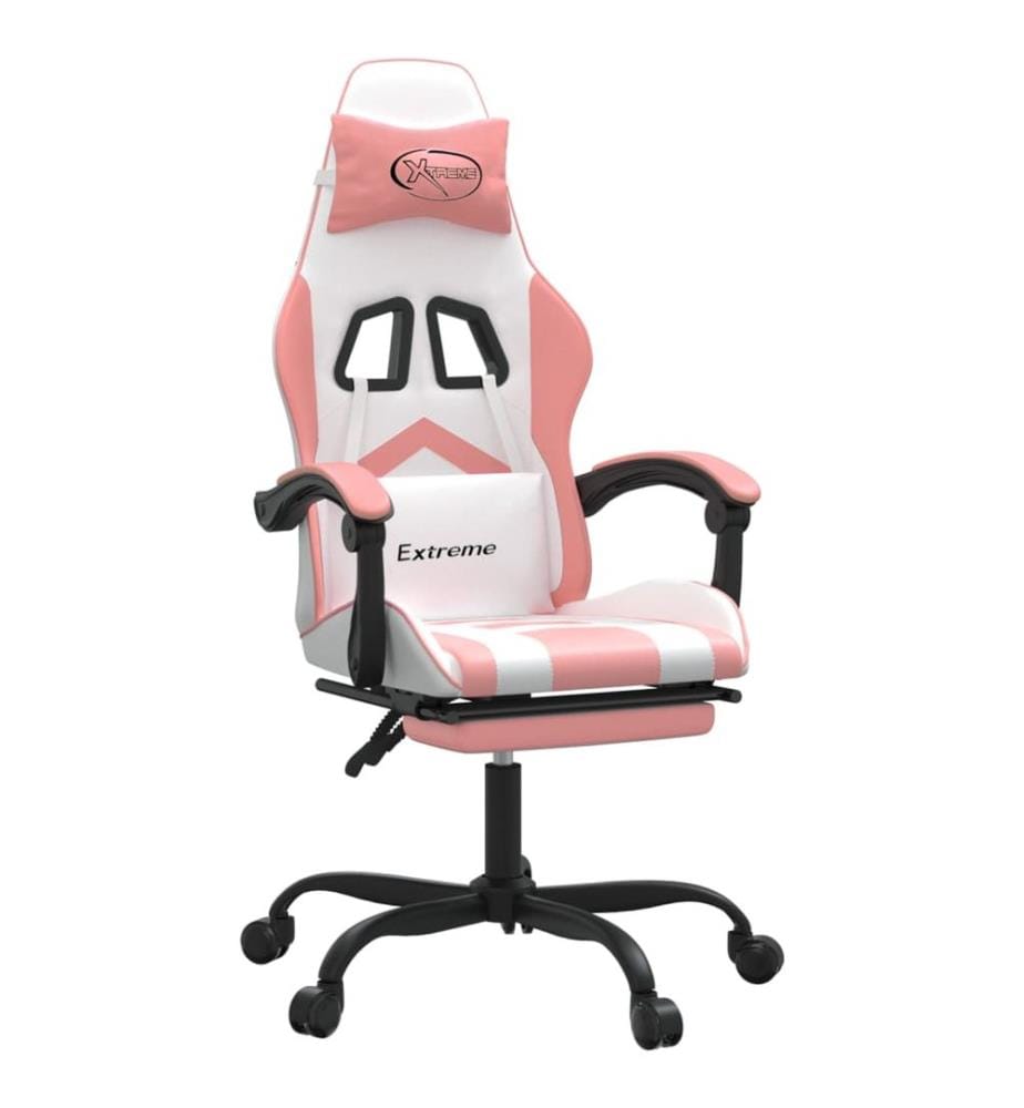 Chaise de jeu avec repose-pied Blanc et rose Similicuir
