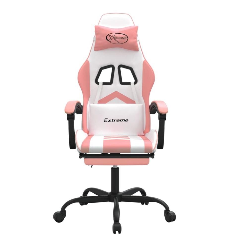 Chaise de jeu avec repose-pied Blanc et rose Similicuir