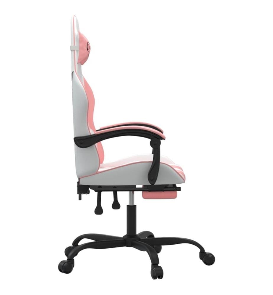 Chaise de jeu avec repose-pied Blanc et rose Similicuir