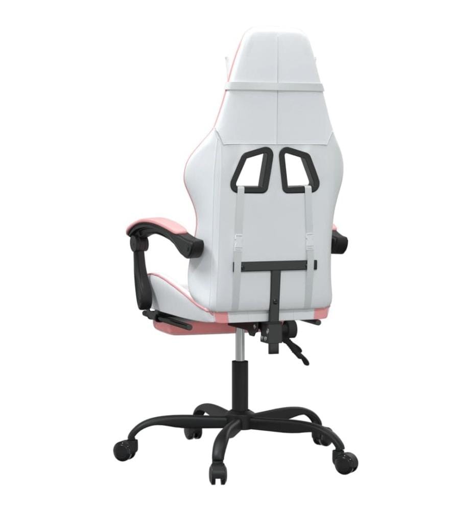 Chaise de jeu avec repose-pied Blanc et rose Similicuir