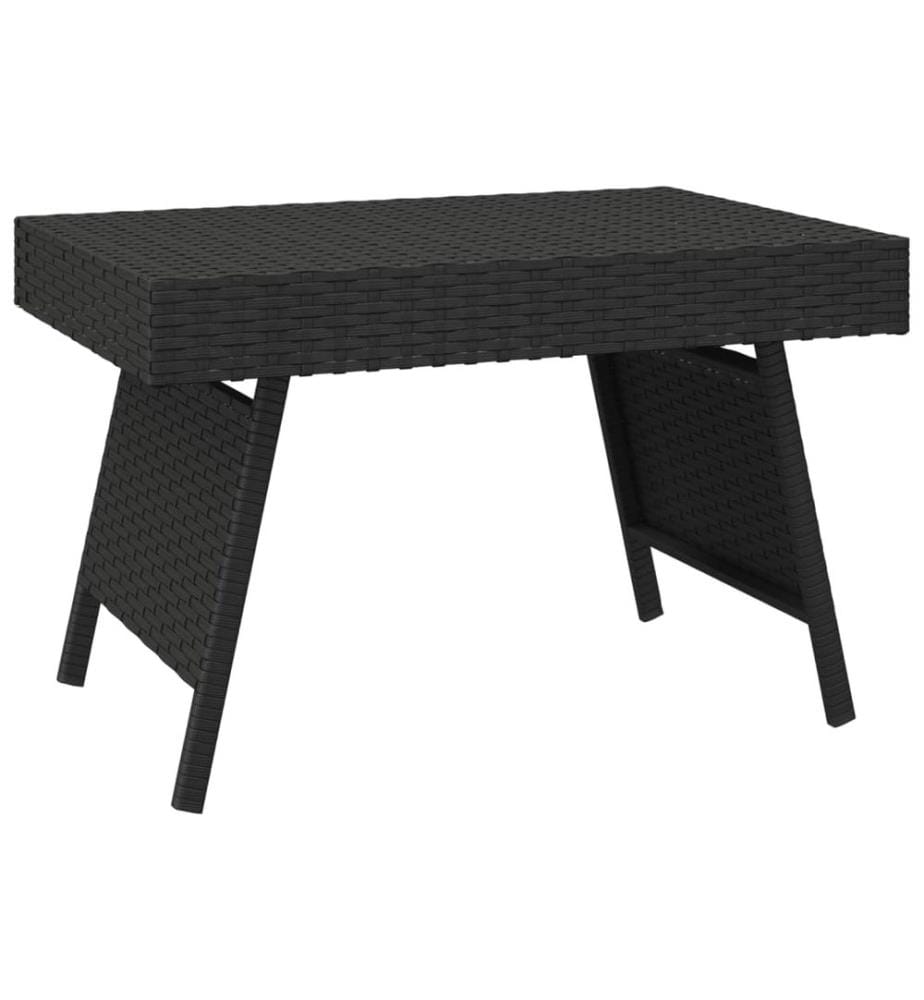 Table d'appoint pliable noir 60x40x38 cm résine tressée
