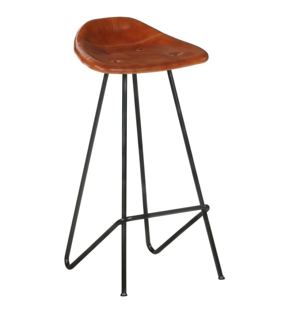Barhocker 2 Stk. Braun Echtleder