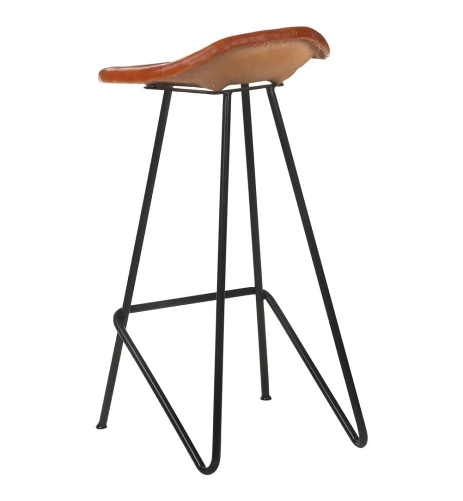 Barhocker 2 Stk. Braun Echtleder