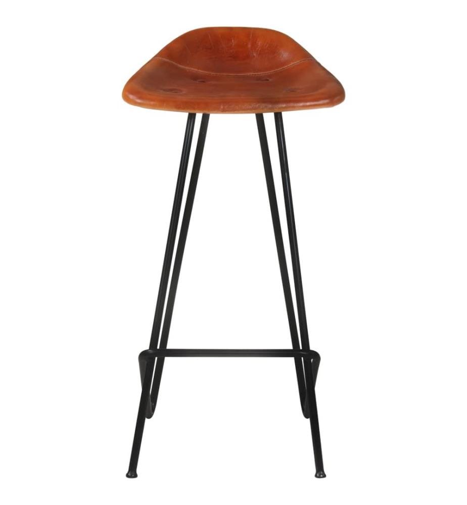 Barhocker 2 Stk. Braun Echtleder