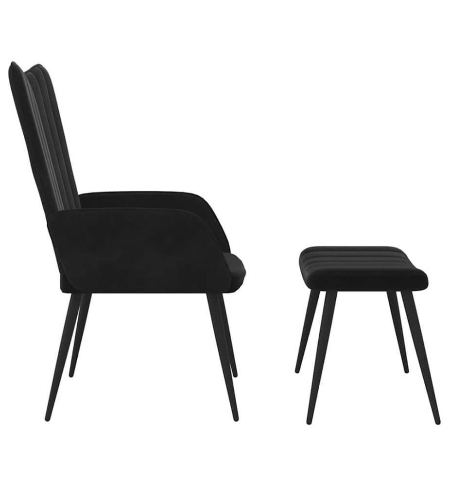 Relaxsessel mit Hocker Schwarz Samt