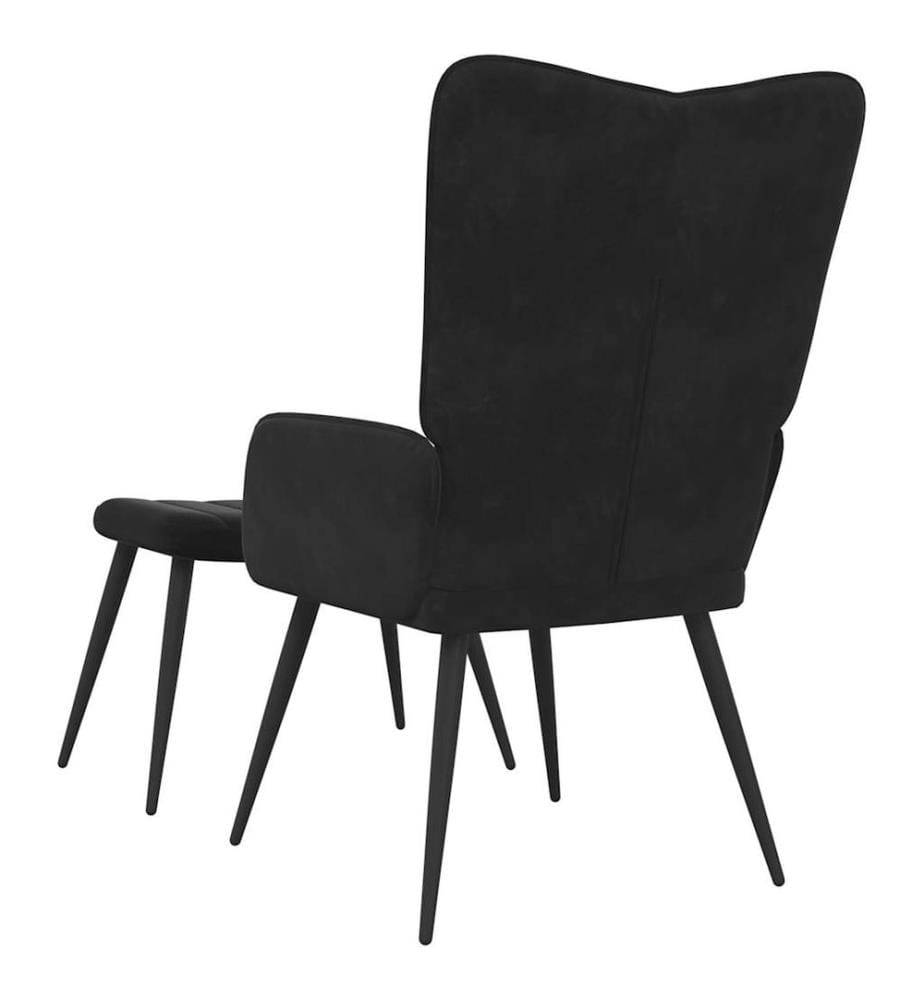 Relaxsessel mit Hocker Schwarz Samt