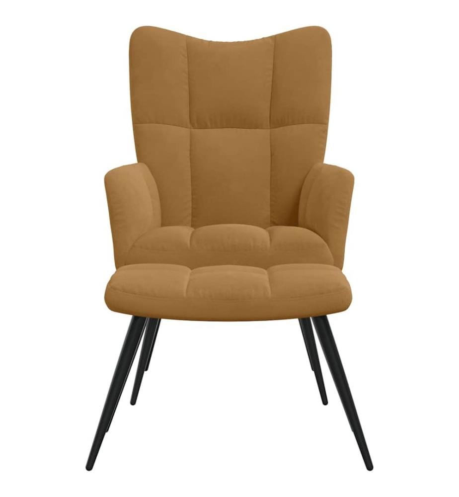 Relaxsessel mit Hocker Braun Samt