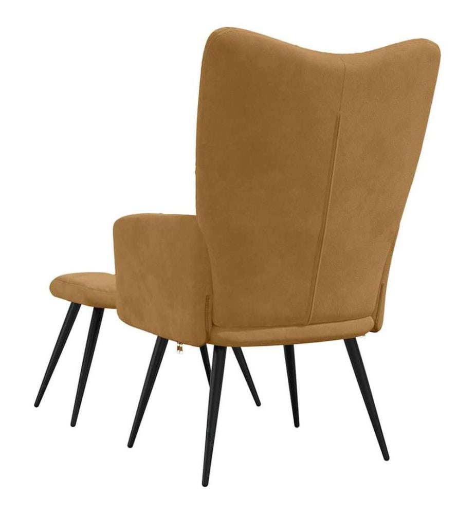 Relaxsessel mit Hocker Braun Samt