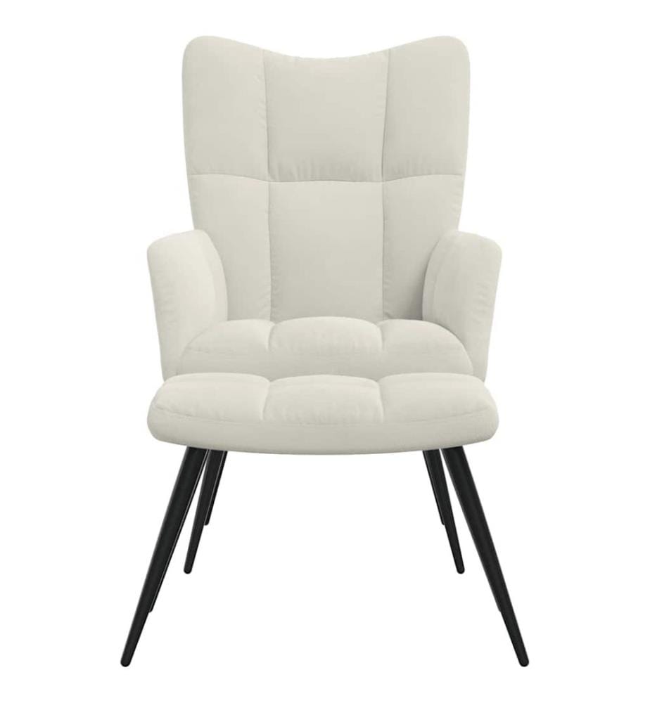 Relaxsessel mit Hocker Cremeweiss Samt