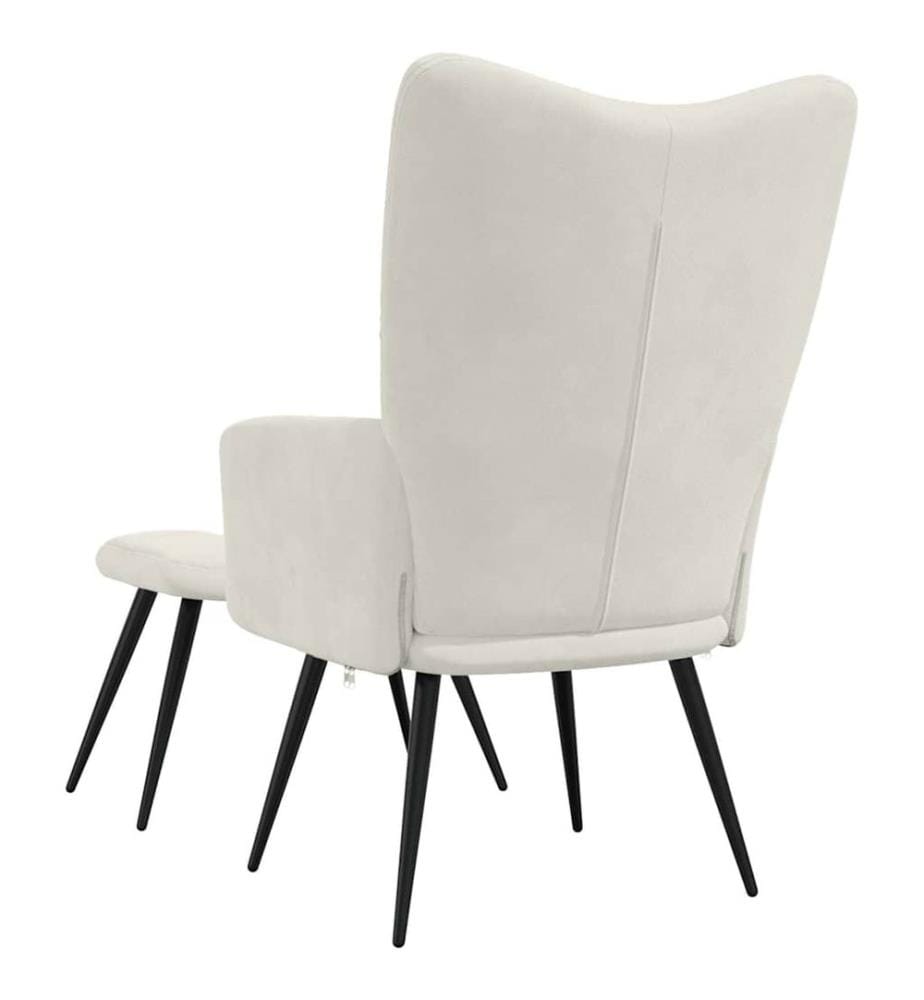 Relaxsessel mit Hocker Cremeweiss Samt