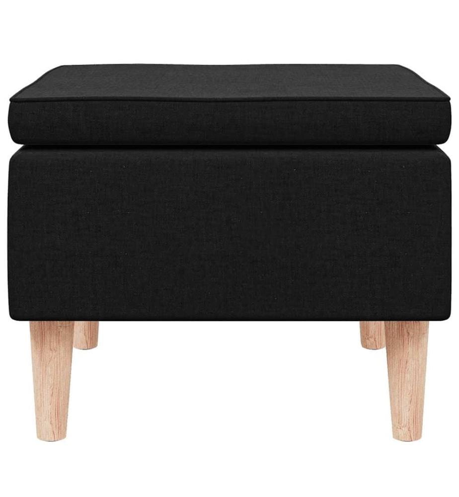 Hocker mit Holzbeinen Schwarz Stoff