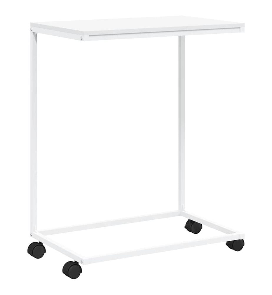 Table d'appoint avec roues Blanc 55x35x70 cm Bois d'ingénierie