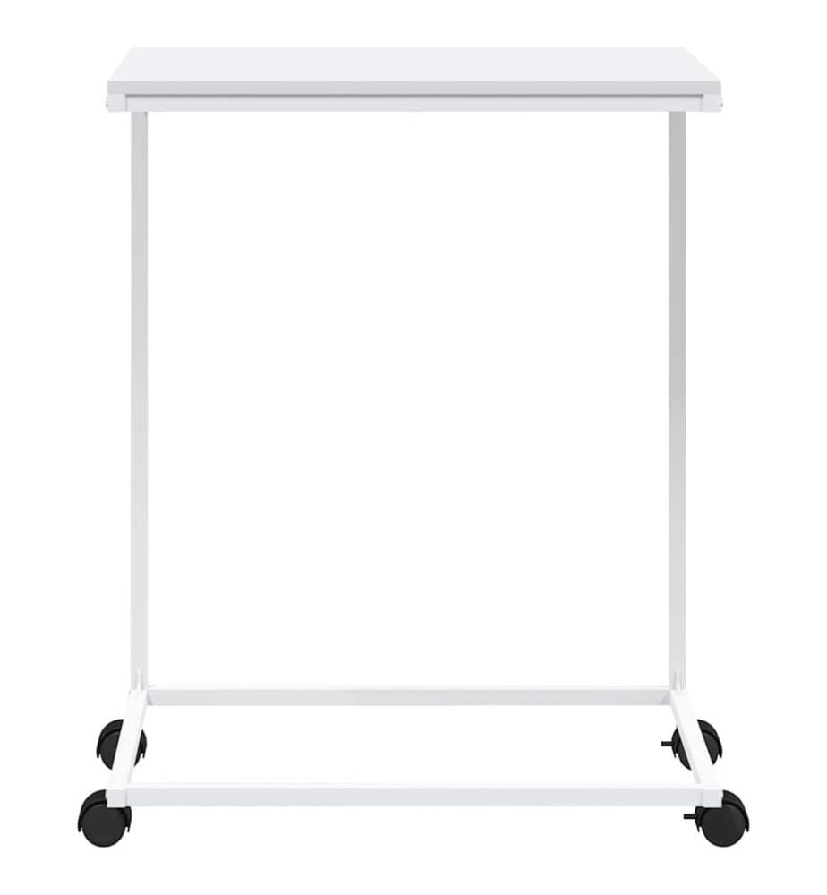 Table d'appoint avec roues Blanc 55x35x70 cm Bois d'ingénierie