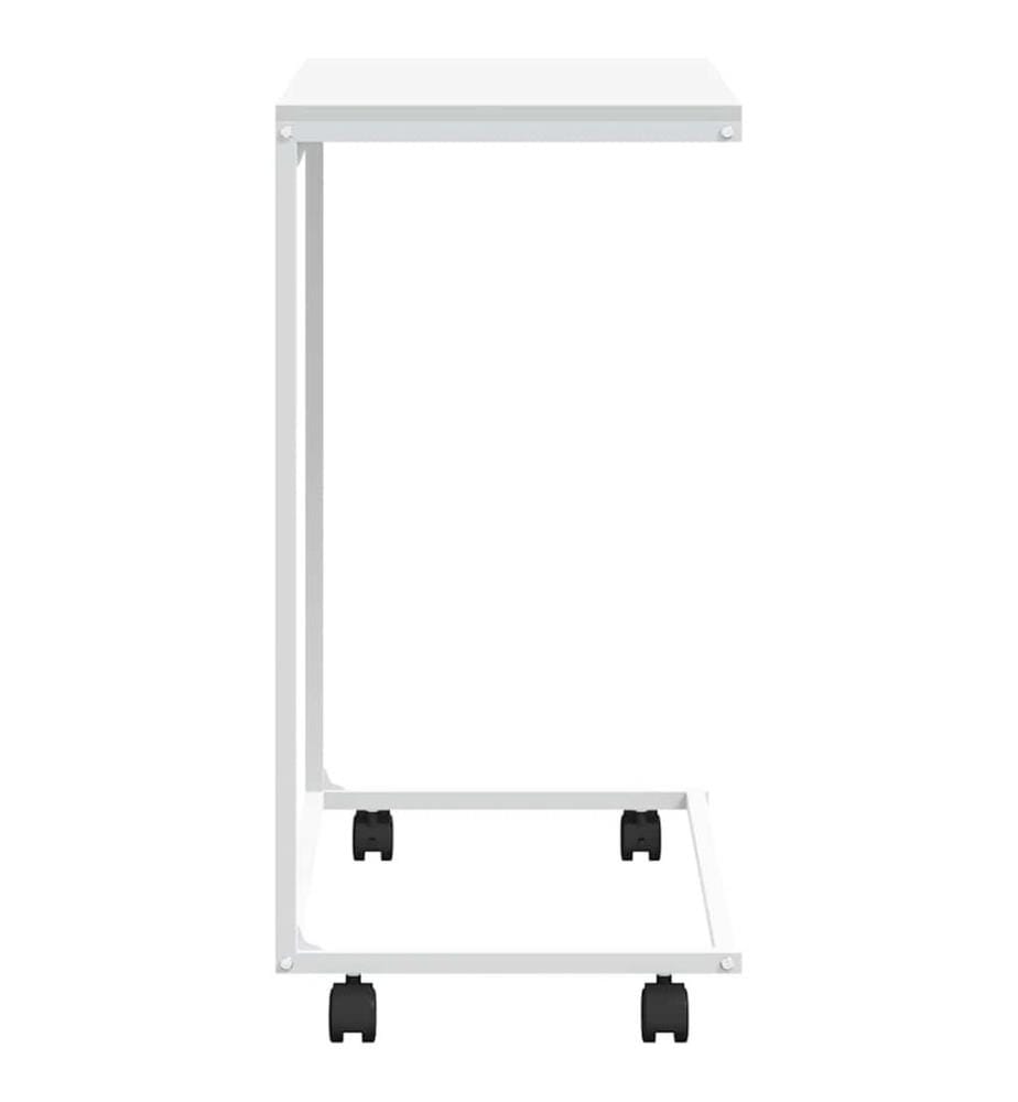 Table d'appoint avec roues Blanc 55x35x70 cm Bois d'ingénierie