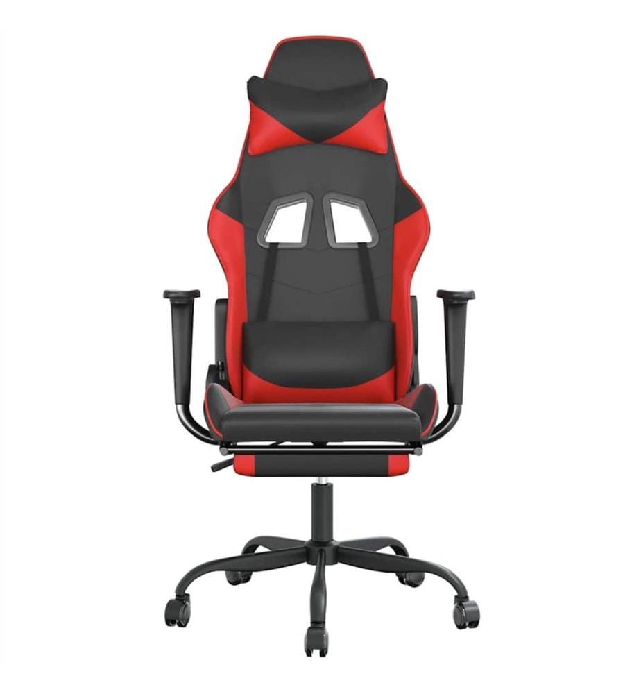 Gaming-Stuhl mit Massage & Fussstütze Schwarz & Rot Kunstleder