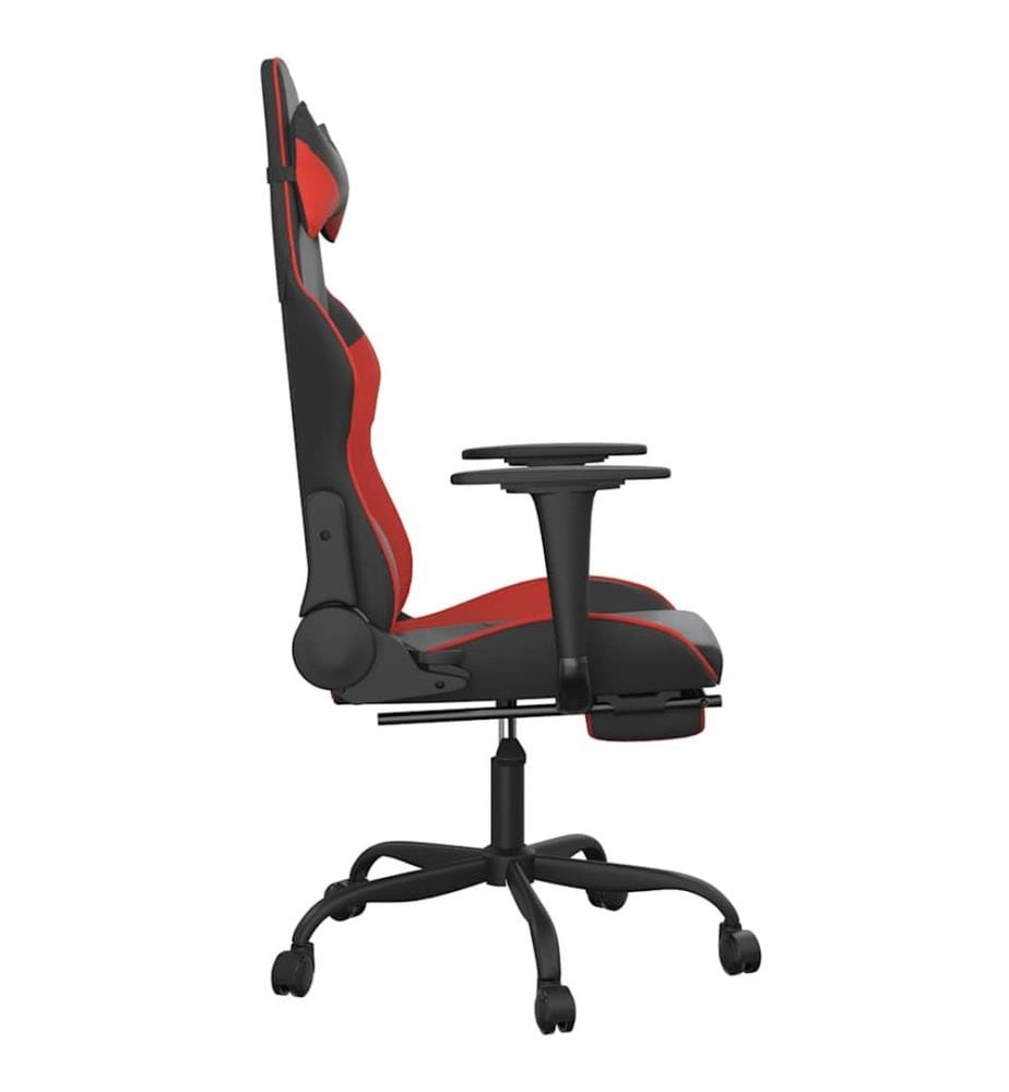 Gaming-Stuhl mit Massage & Fussstütze Schwarz & Rot Kunstleder