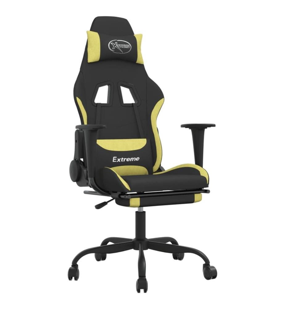Chaise de jeu de massage avec repose-pied Noir et vert clair