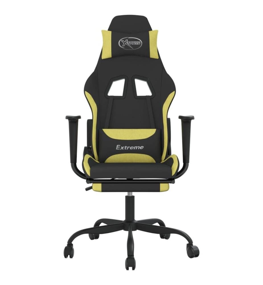 Chaise de jeu de massage avec repose-pied Noir et vert clair