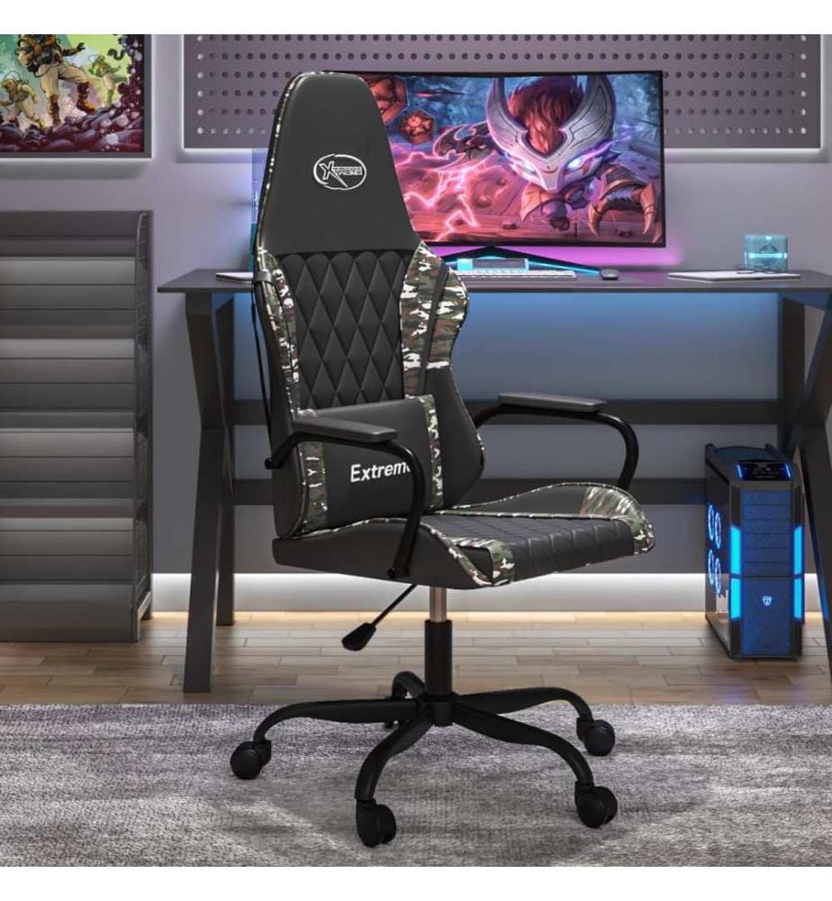 Gaming-Stuhl mit Massagefunktion Schwarz Tarnfarben Kunstleder