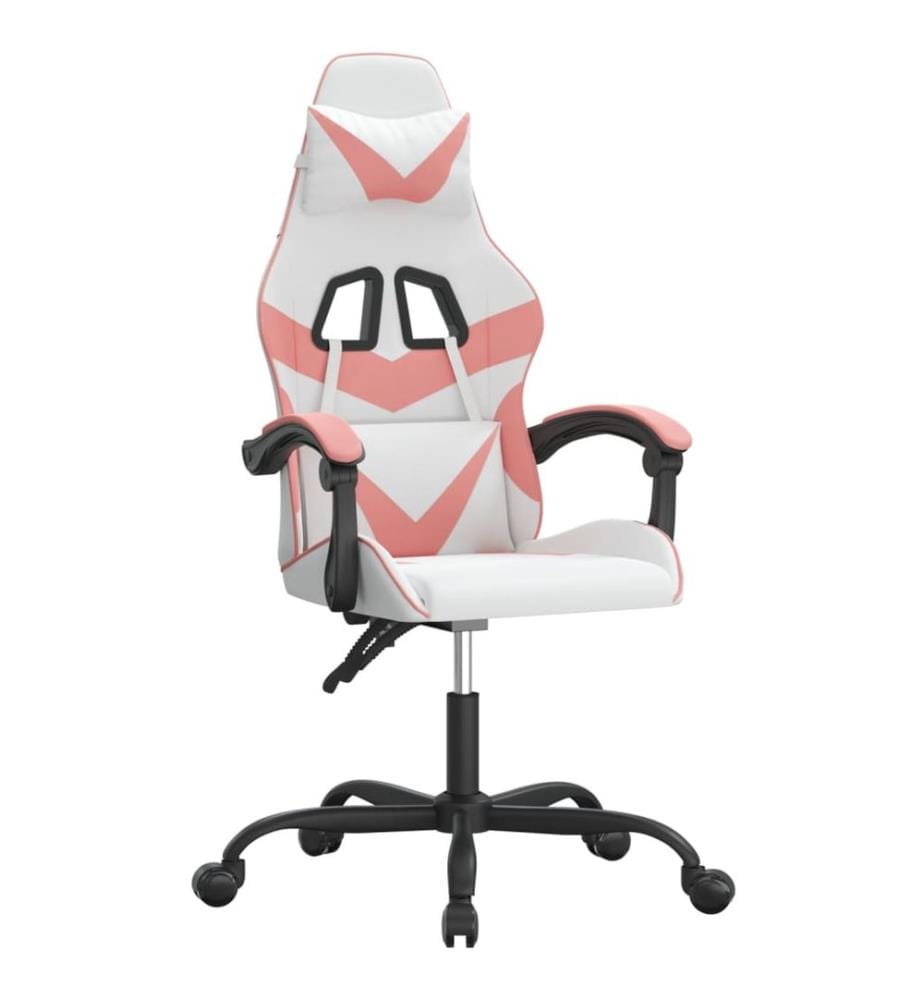 Chaise de jeu pivotante Blanc et rose Similicuir