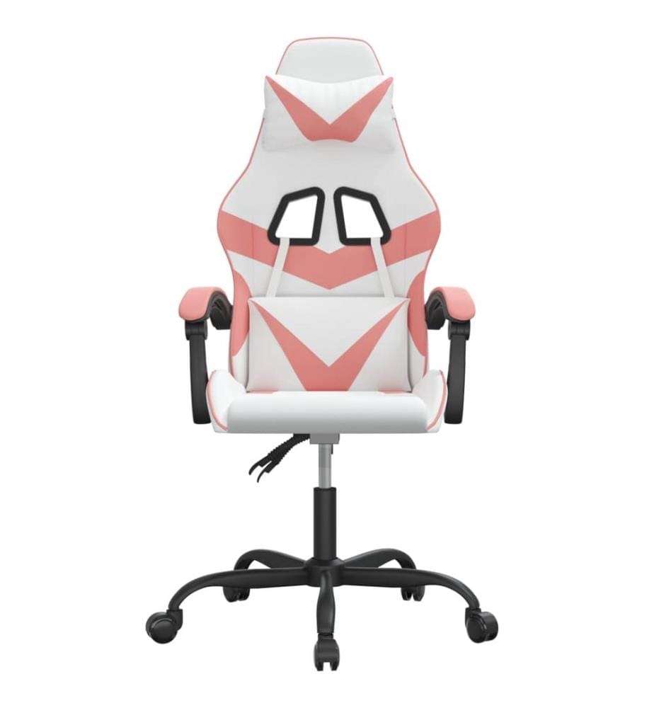 Chaise de jeu pivotante Blanc et rose Similicuir