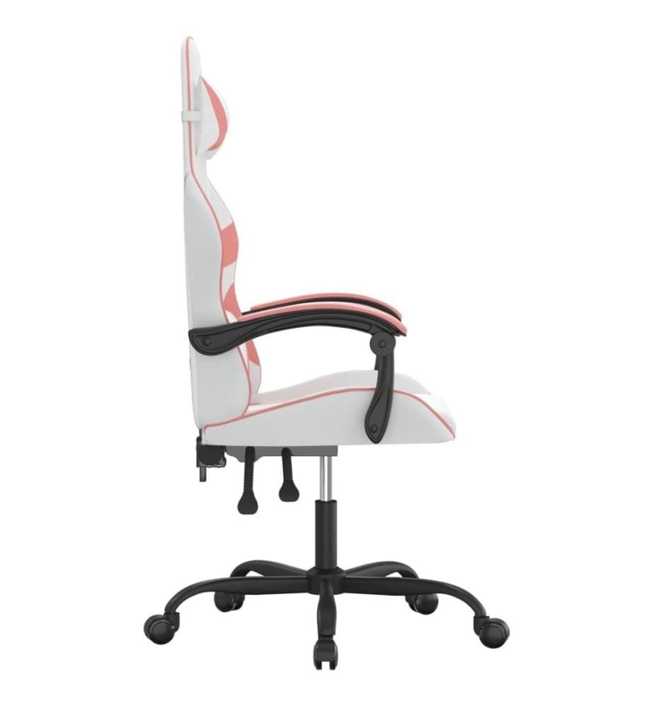 Chaise de jeu pivotante Blanc et rose Similicuir