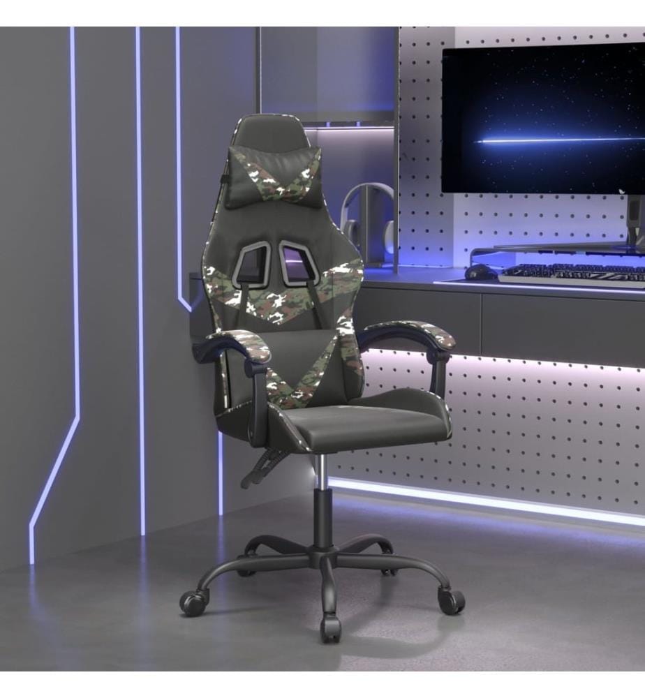 Gaming-Stuhl Drehbar Schwarz und Tarnfarben Kunstleder