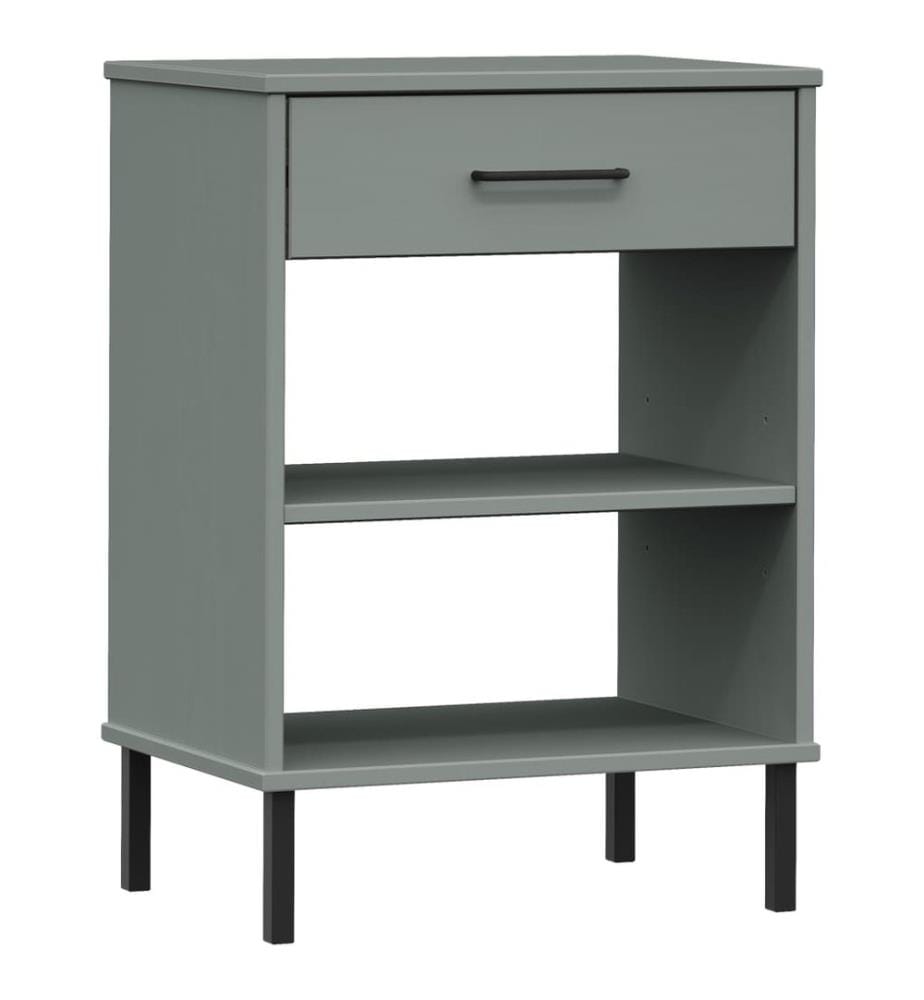 Armoire console avec pieds en métal Gris Bois pin massif OSLO