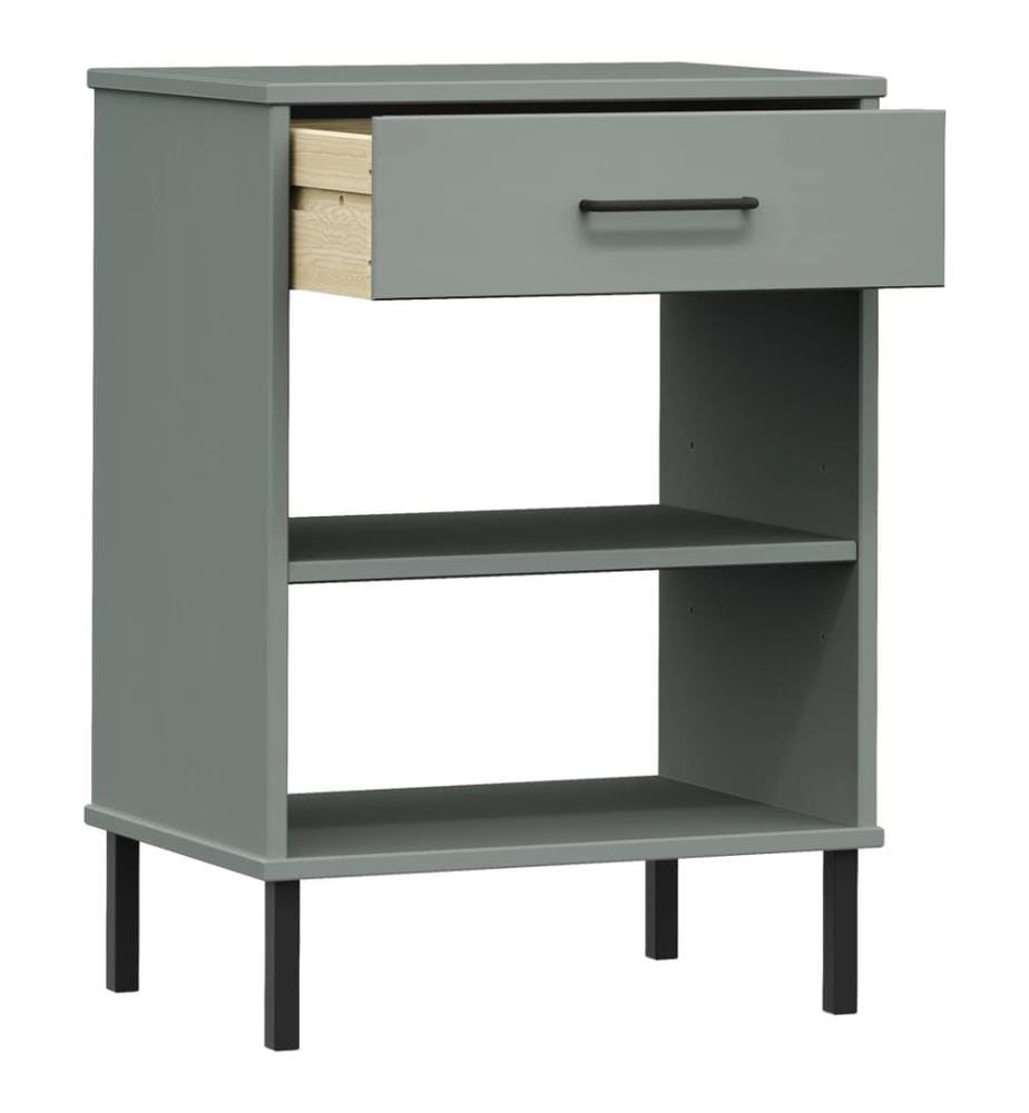 Armoire console avec pieds en métal Gris Bois pin massif OSLO