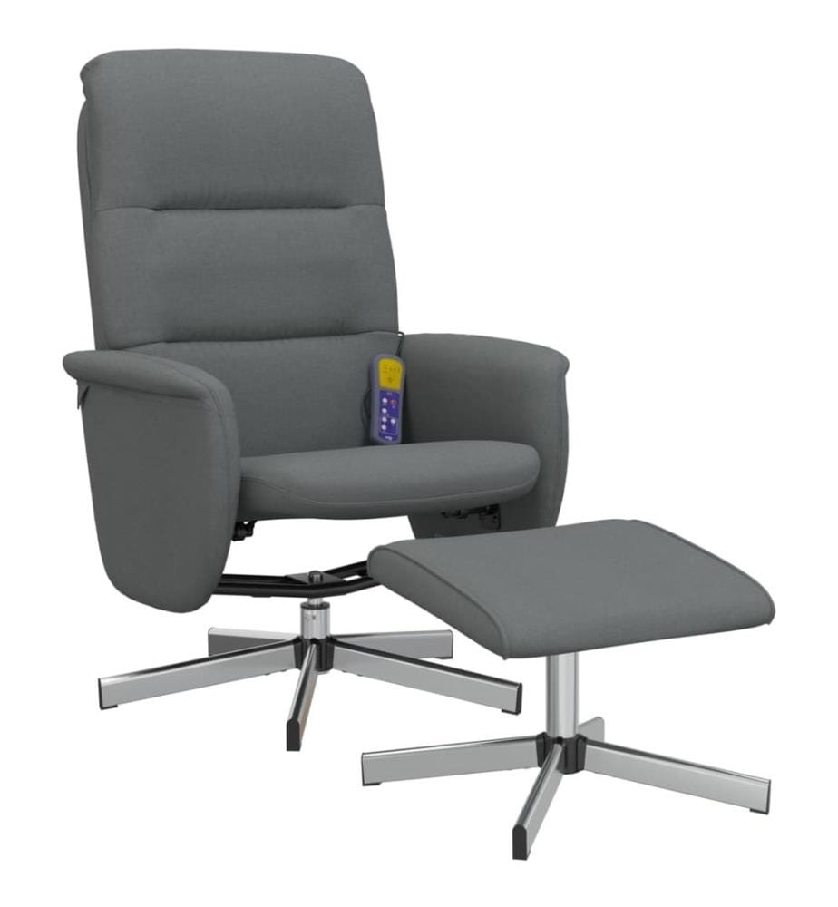 Massagesessel mit Fusshocker Dunkelgrau Stoff