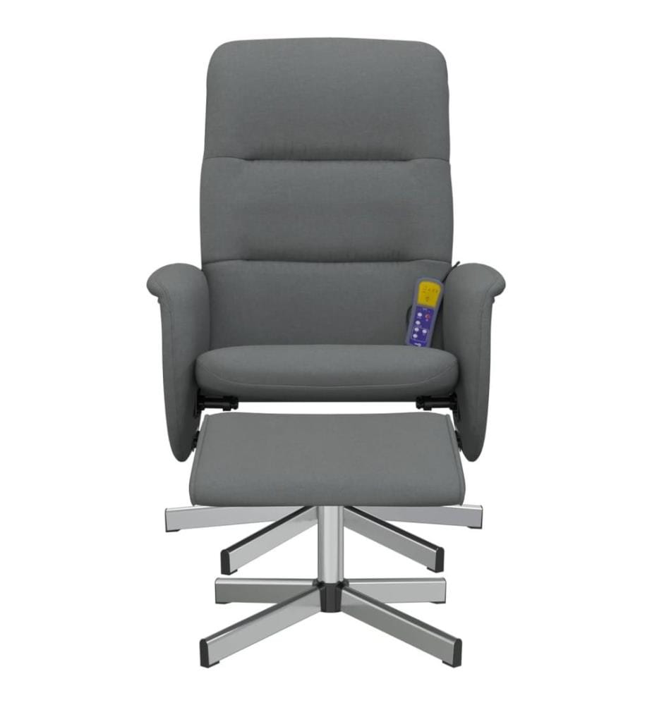 Massagesessel mit Fusshocker Dunkelgrau Stoff