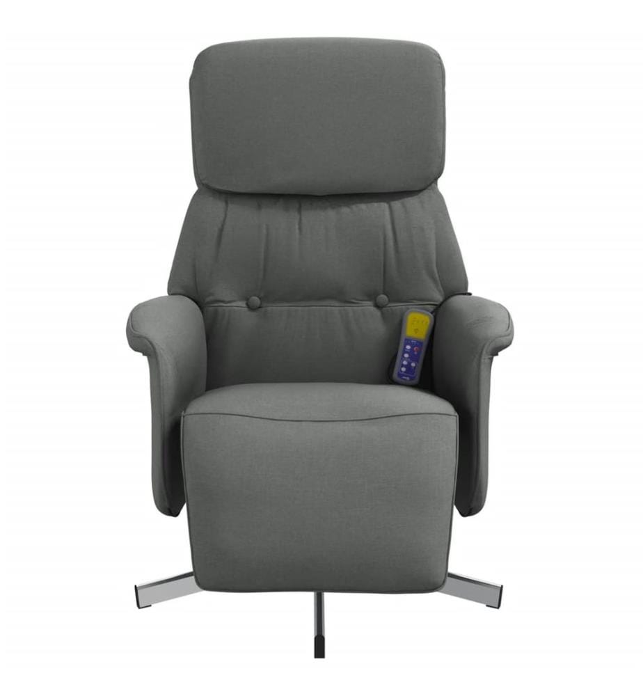 Massagesessel mit Fussteil Dunkelgrau Stoff