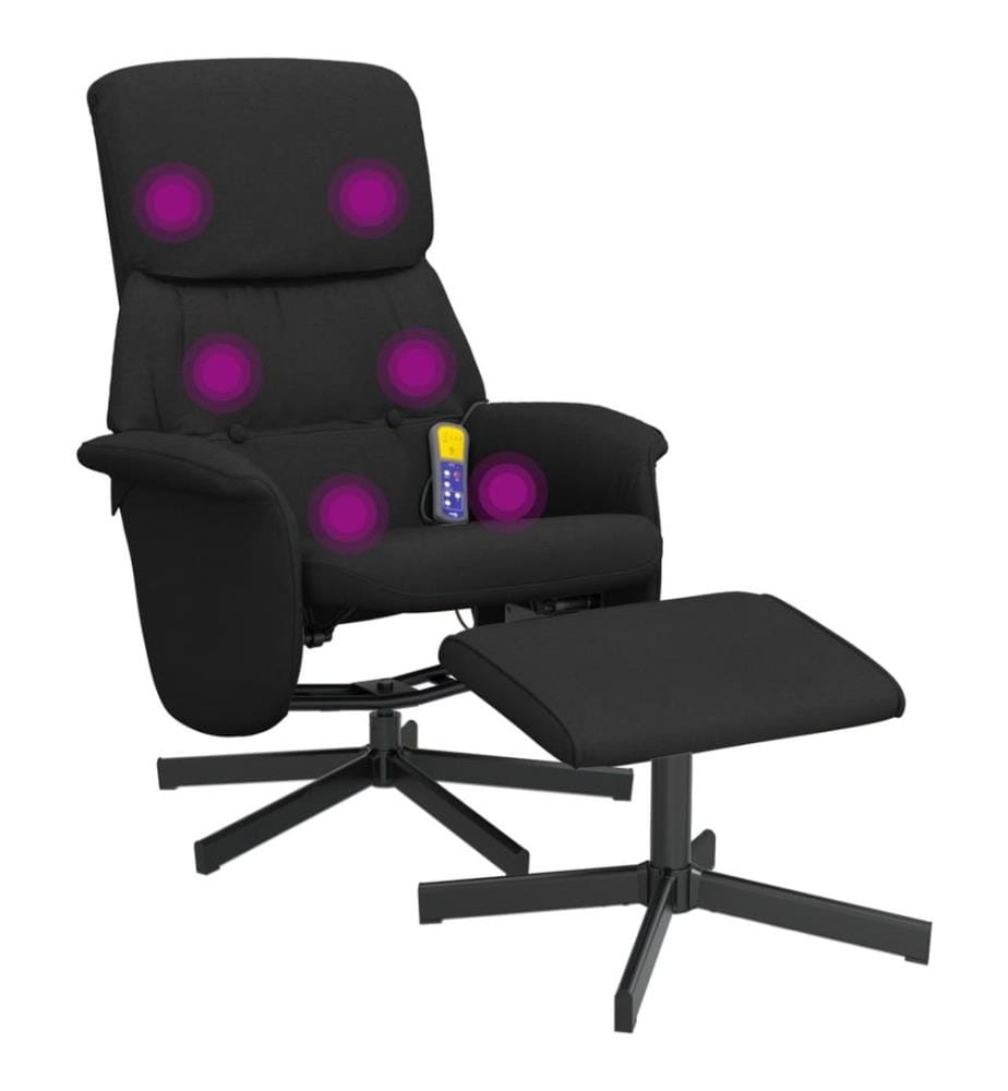 Massagesessel mit Fusshocker Schwarz Stoff