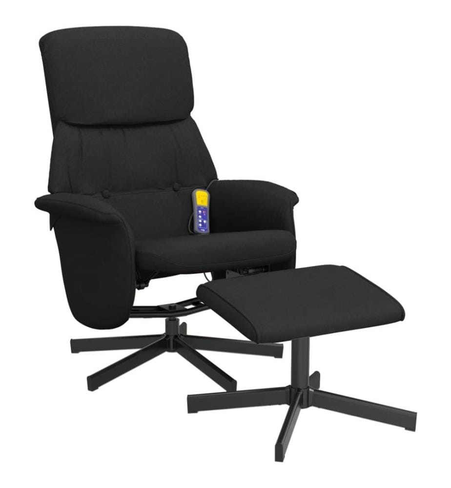 Massagesessel mit Fusshocker Schwarz Stoff