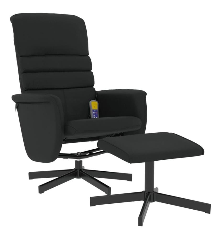 Massagesessel mit Fusshocker Schwarz Kunstleder