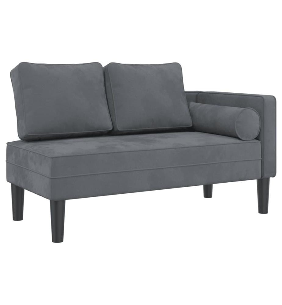 Chaiselongue mit Kissen Dunkelgrau Samt